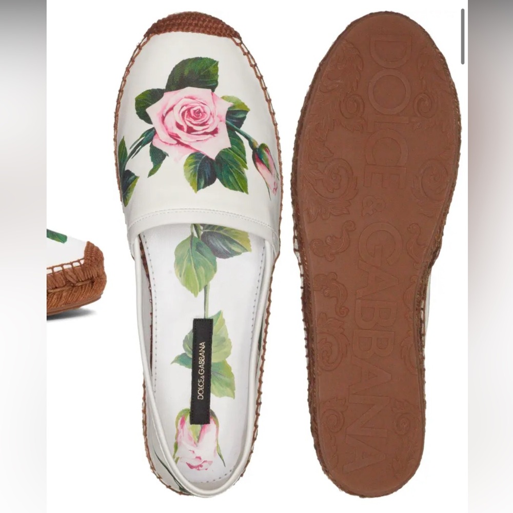 Dolce & Gabbana Leather Tropical Rose Print espadrilles - Picture 7 of 7